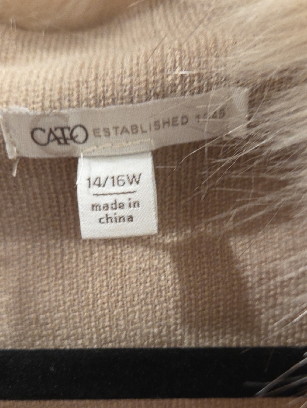 Cato Beige Faux Fur Trim Sleeveless Fringe Sweater Vest - Picture 2 of 4